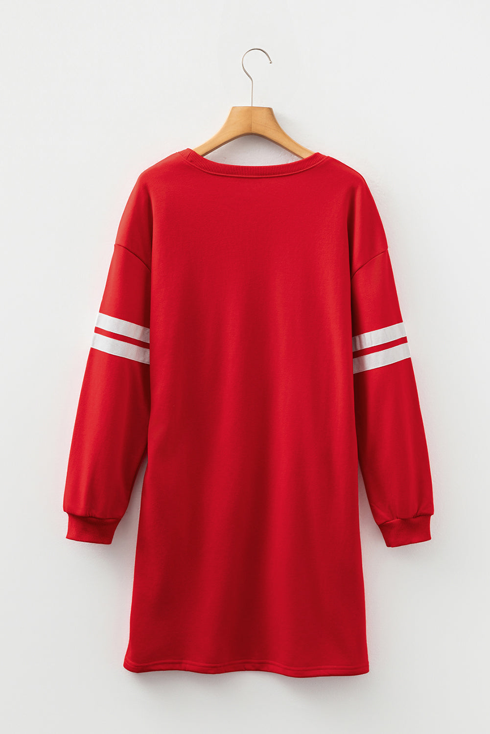 Orange Varsity Contrast Banded Sleeve Shift Sweatshirt Dress