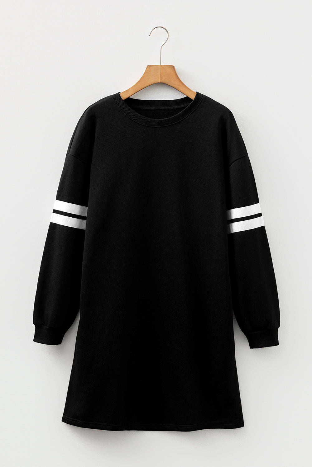 Orange Varsity Contrast Banded Sleeve Shift Sweatshirt Dress