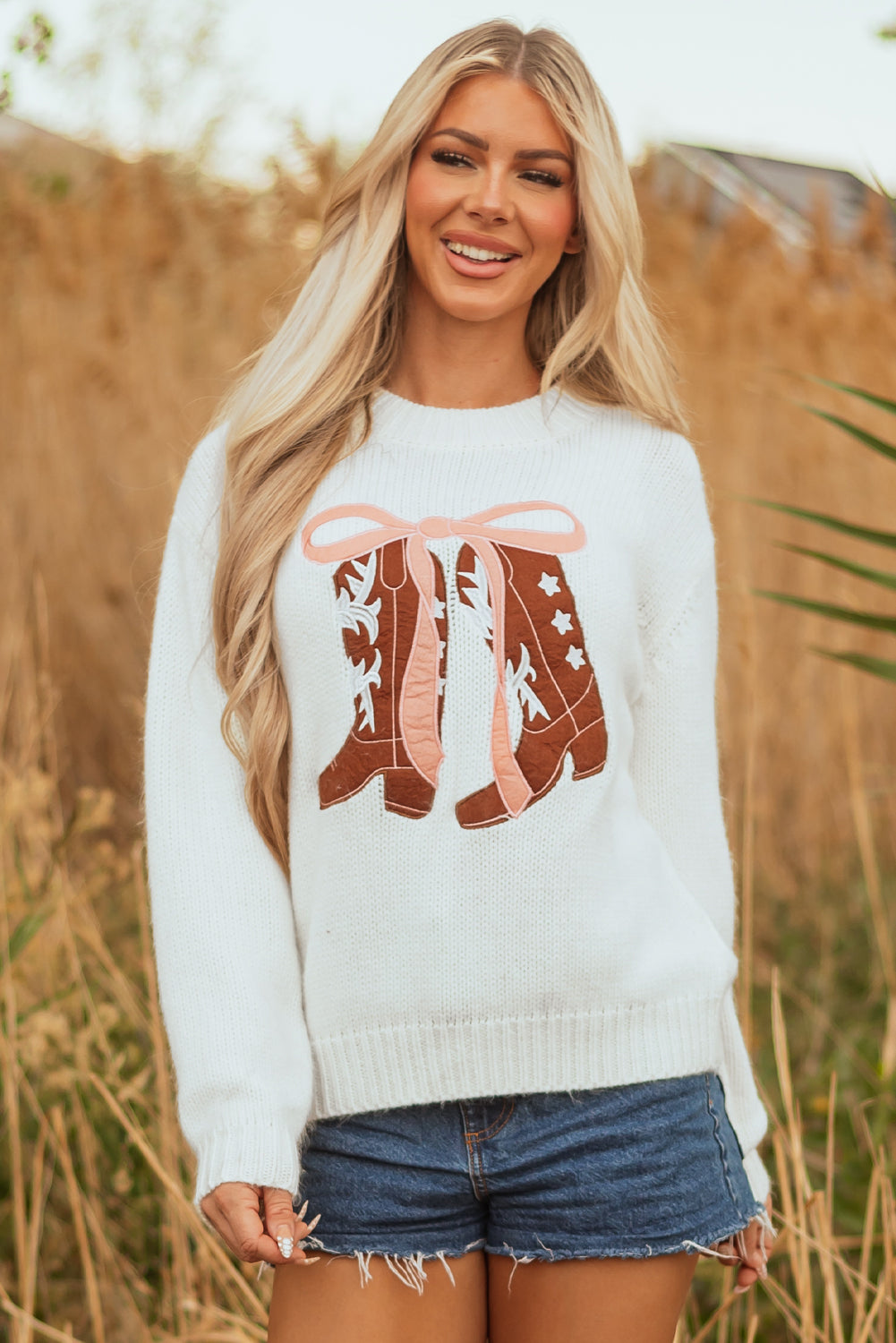 Lily Bow Boots Graphic Pullover Sweater