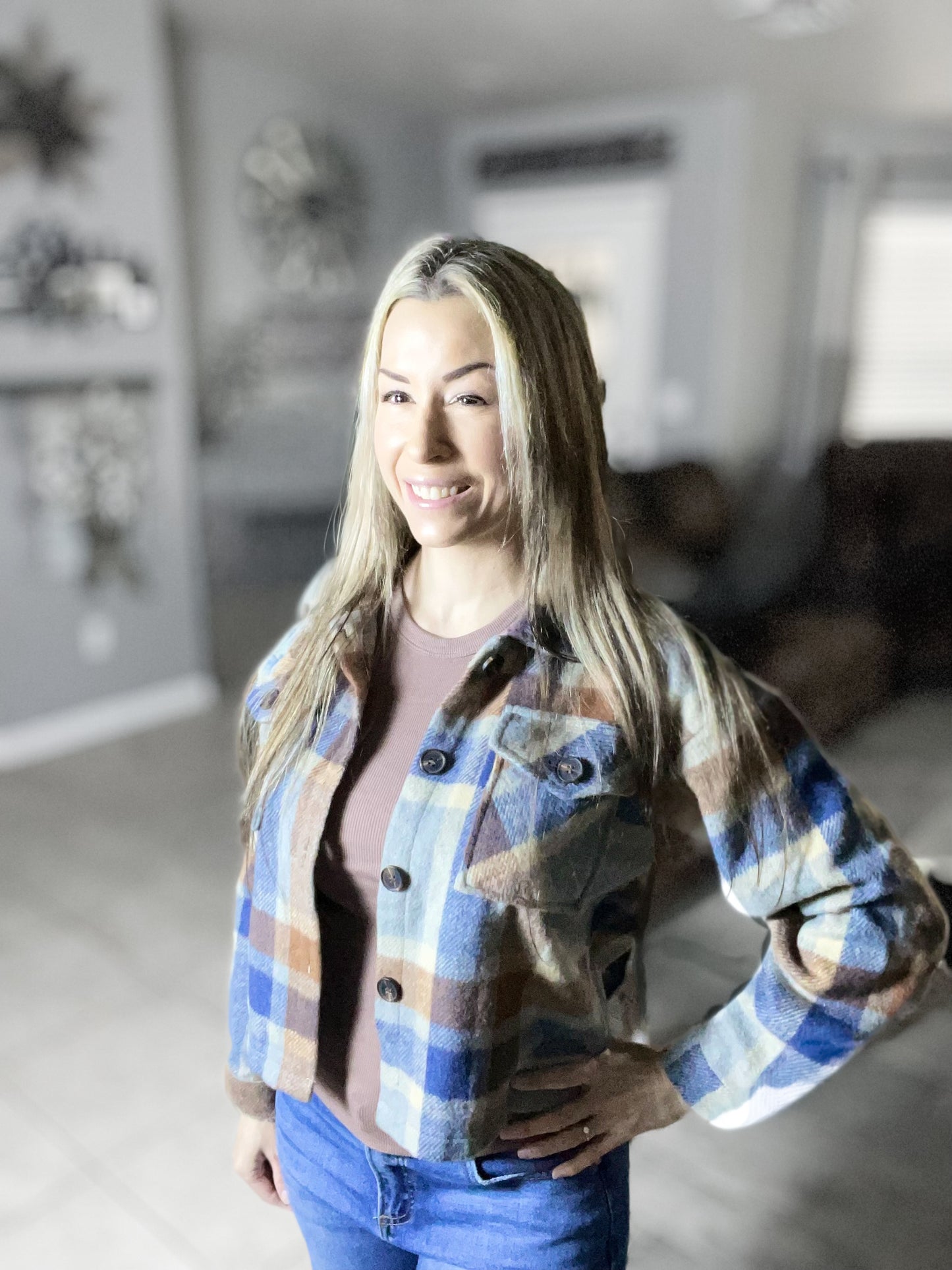 Blue Sage Cropped Flannel