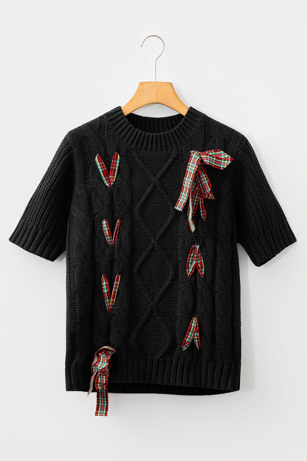 Fiery Red Plaid Lace up Christmas Sweater