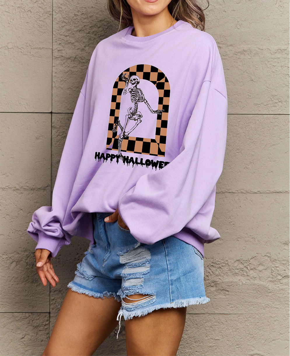 Simply Love Full Size HAPPY HALLOWEEN Graphic Sweatshirt