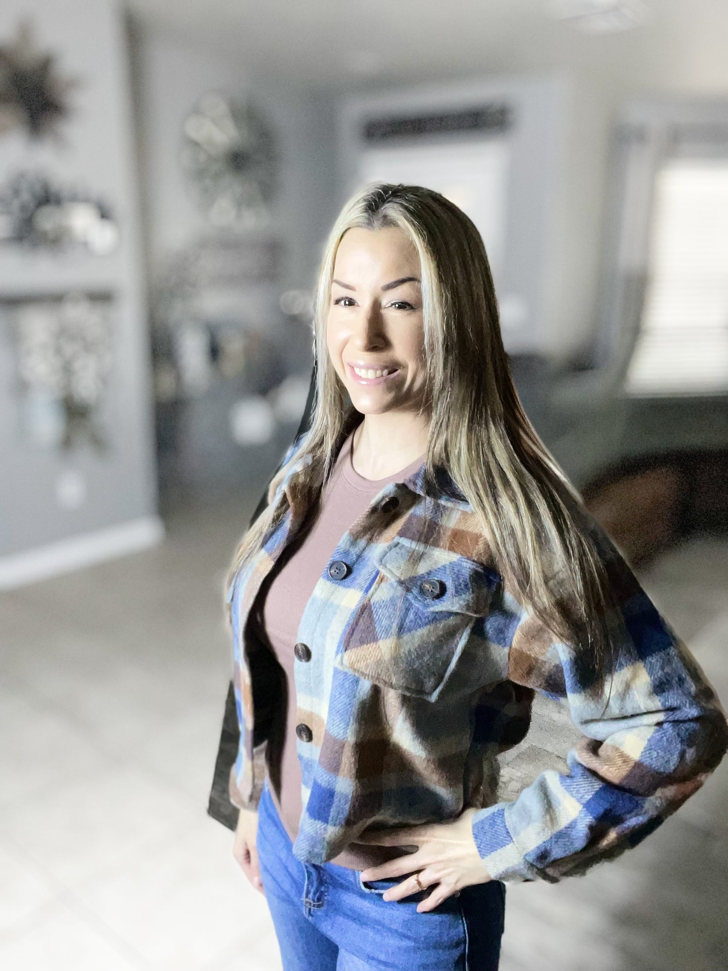 Blue Sage Cropped Flannel