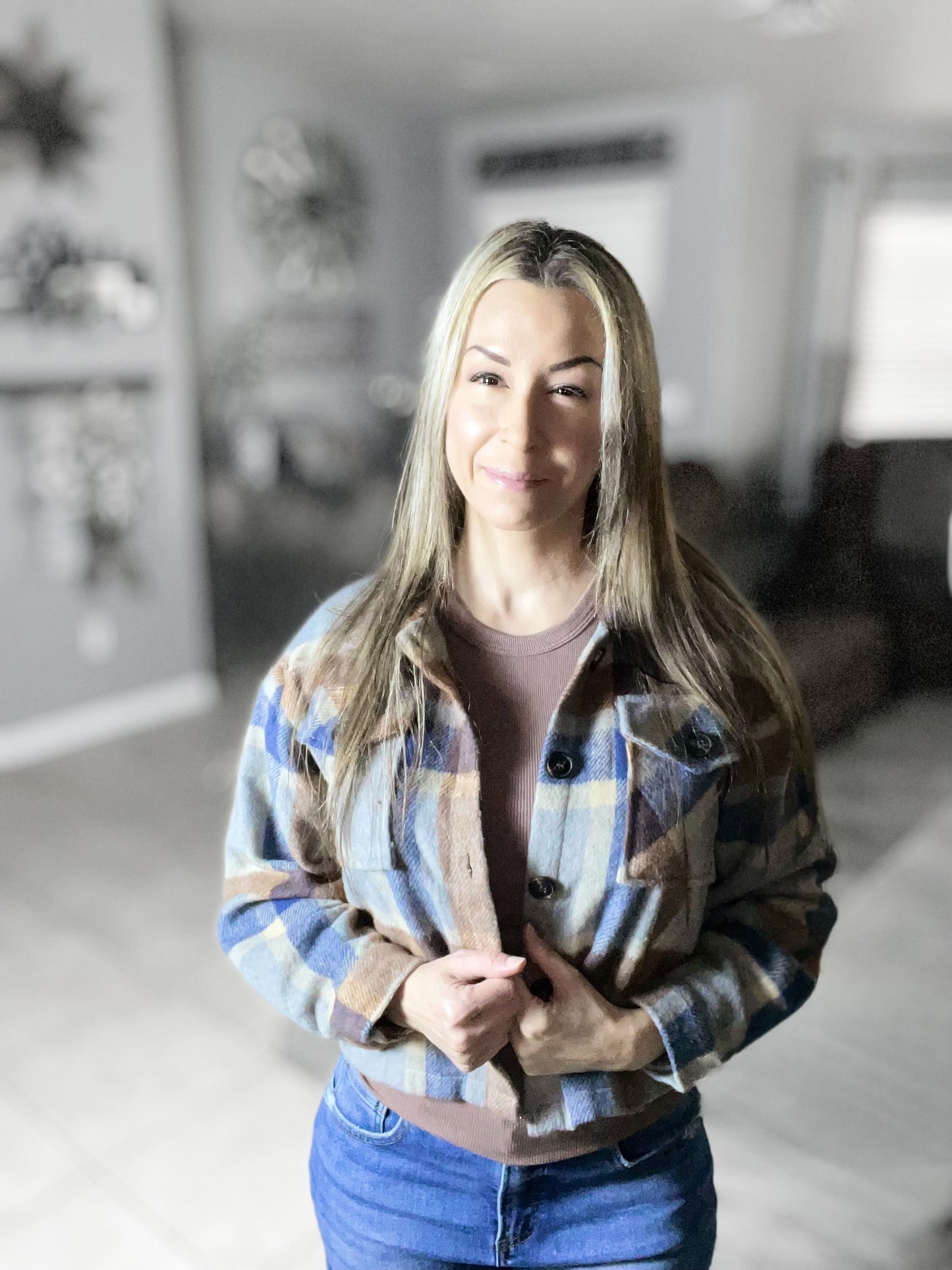 Blue Sage Cropped Flannel