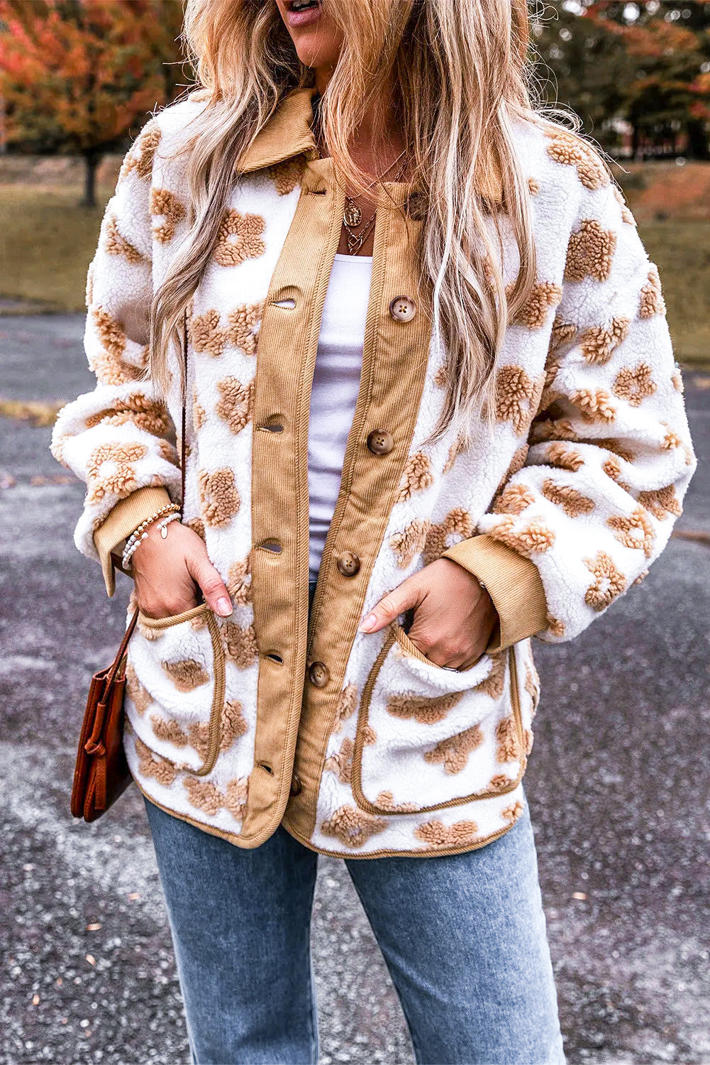 Flower Button Up Long Sleeve Jacket