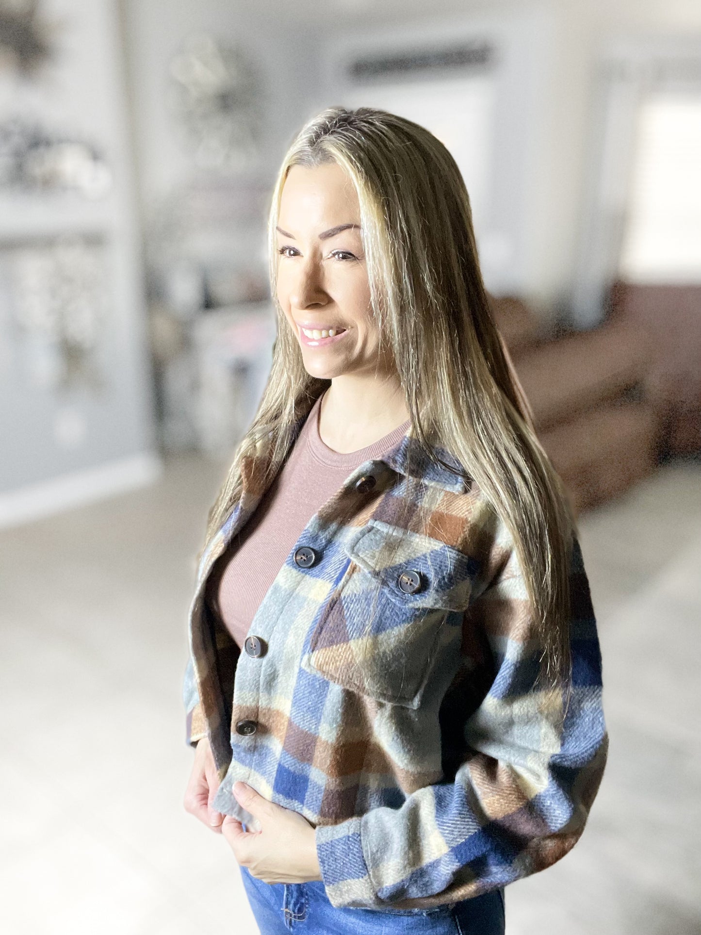 Blue Sage Cropped Flannel