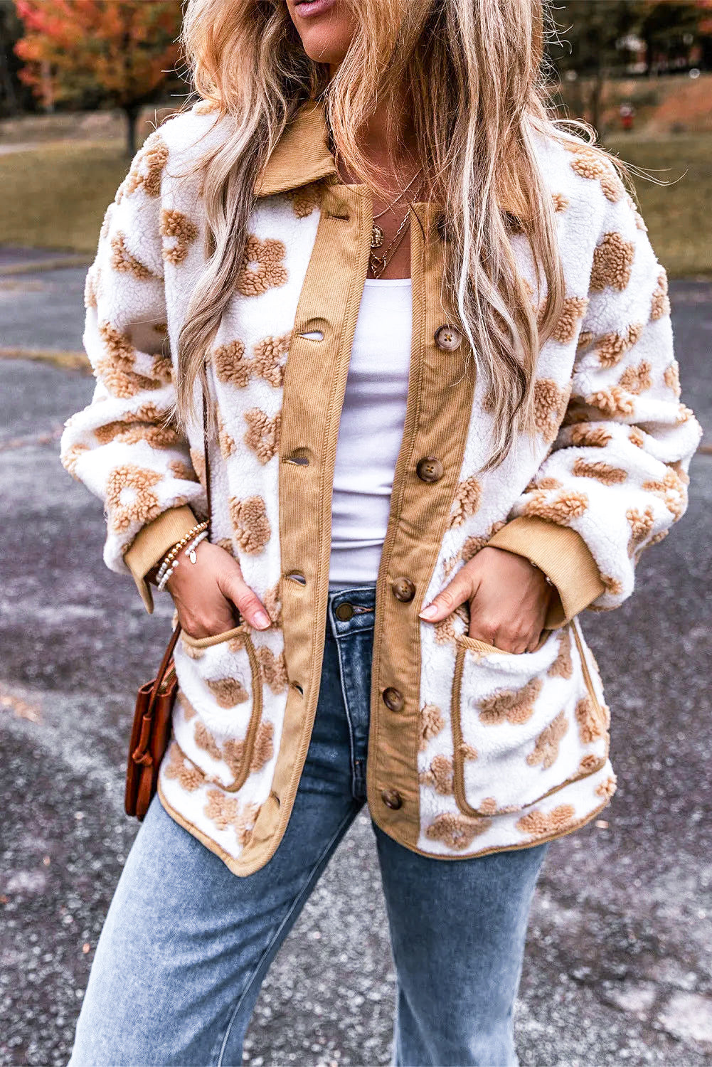 Flower Button Up Long Sleeve Jacket