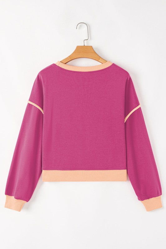 Colorblock Long Sleeve Top and Skort Set