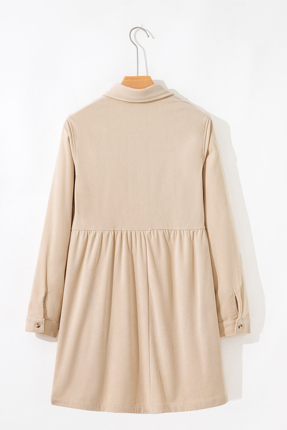 Oatmeal Corduroy Button Detail Dress