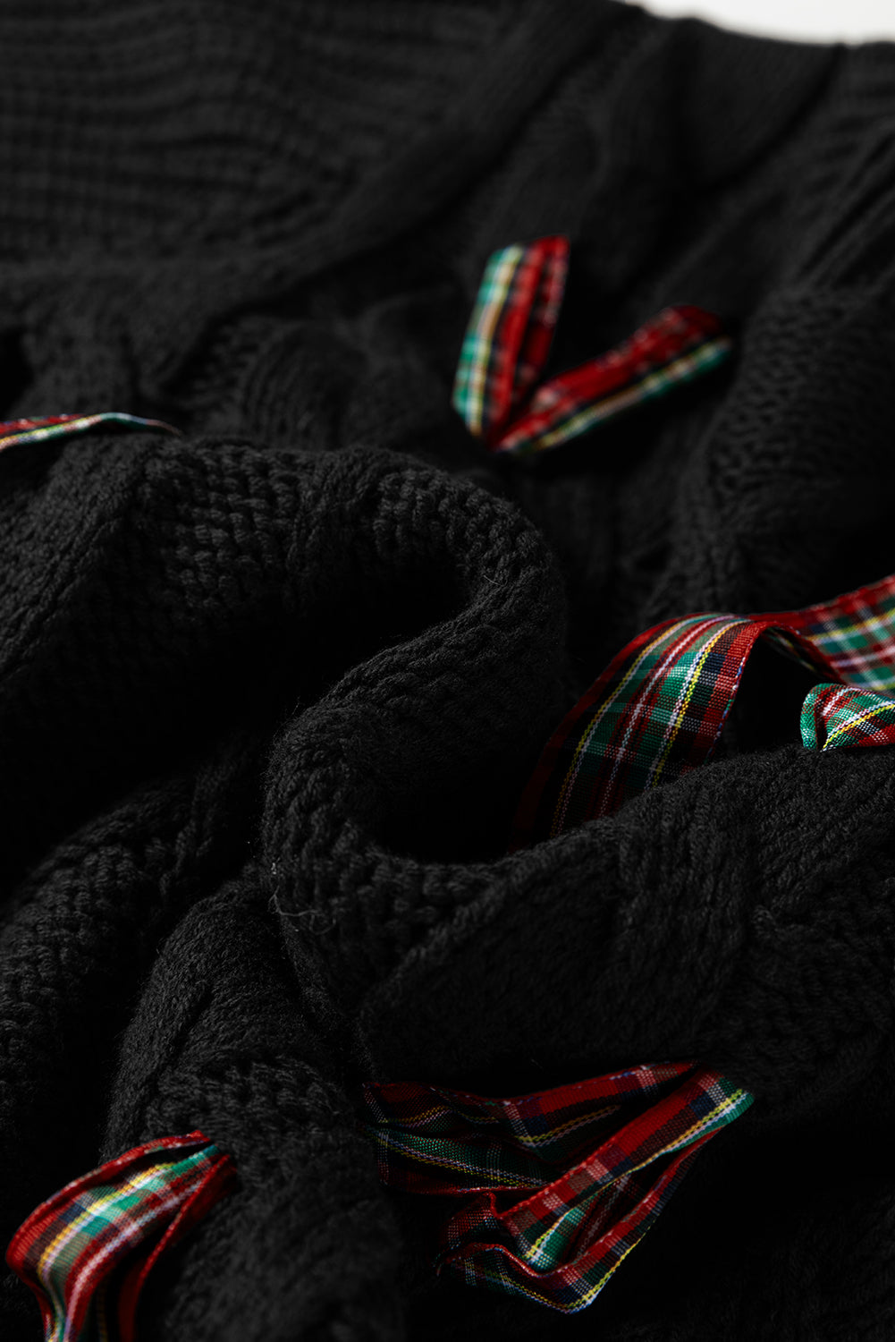 Fiery Red Plaid Lace up Christmas Sweater