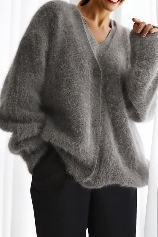Fuzzy Knit Mohair Sweater Cardigan