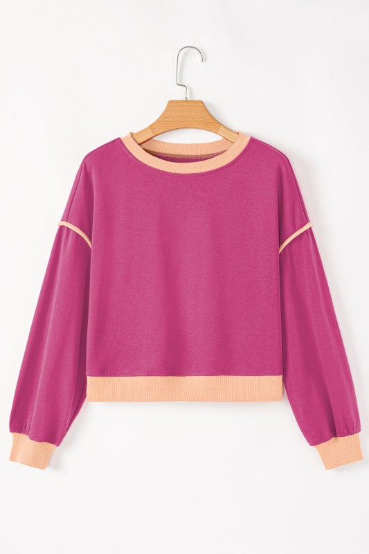 Colorblock Long Sleeve Top and Skort Set