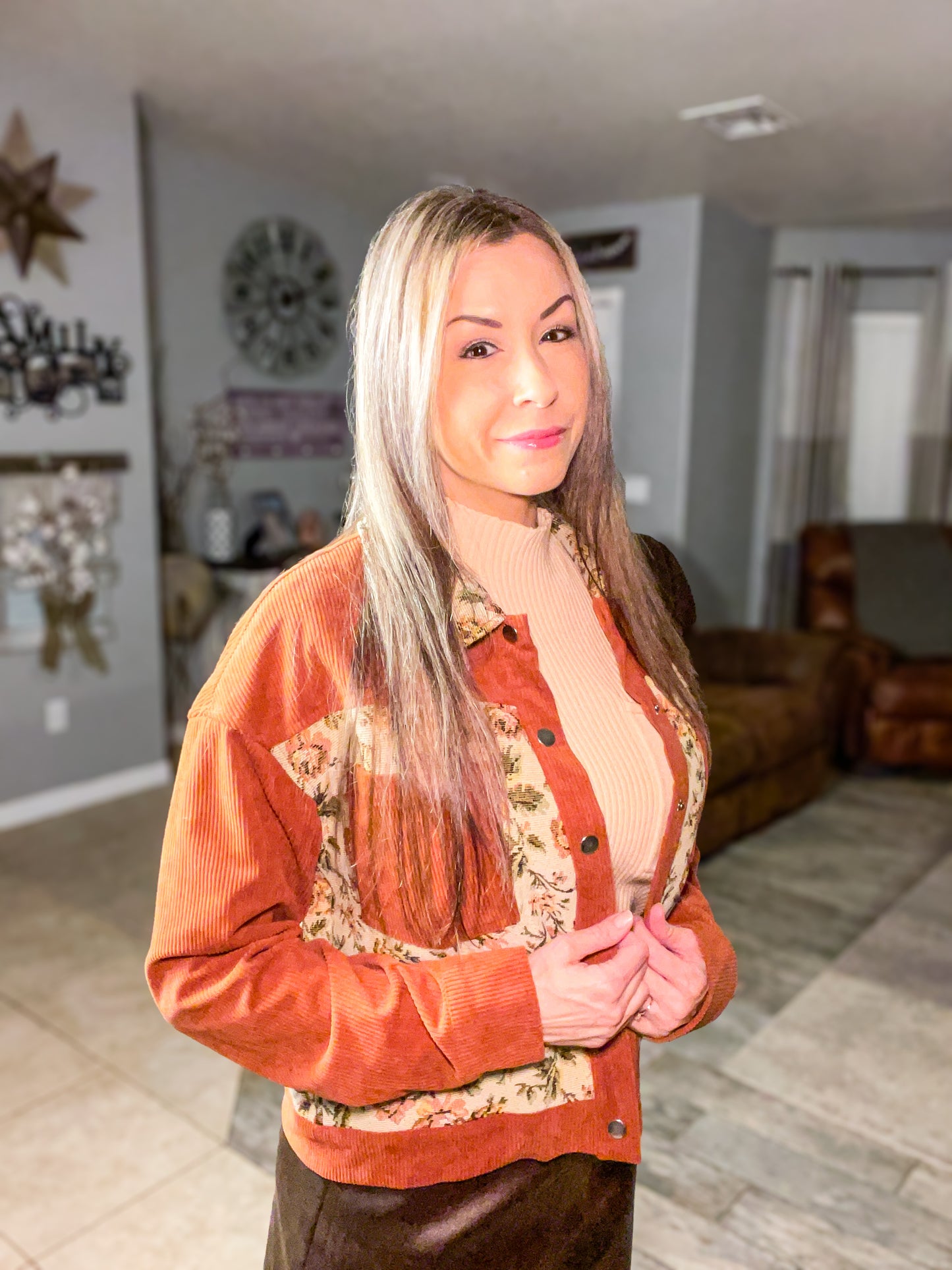 Brenlee Corduroy Floral Jacket