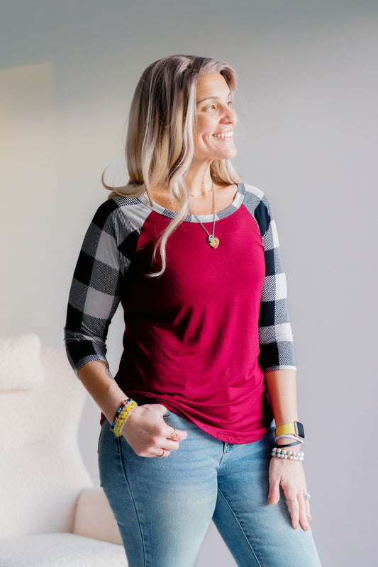 Cardinal Checks Raglan