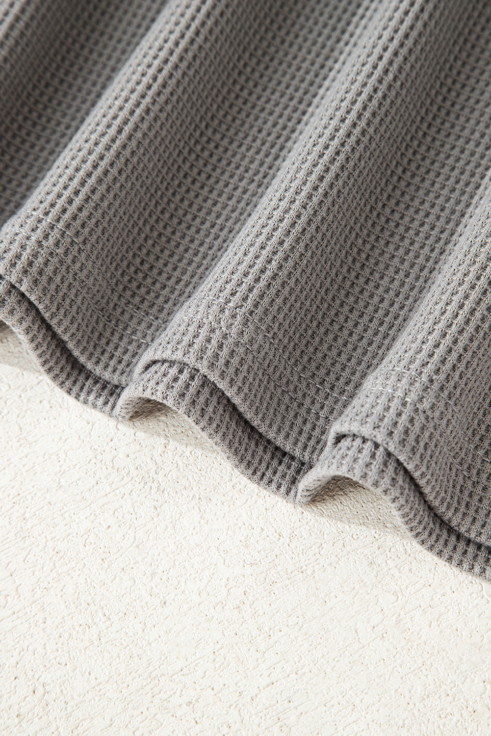 Cinnamon Waffle Printed Patchwork Drawstring Hooded Long Sleeve Top