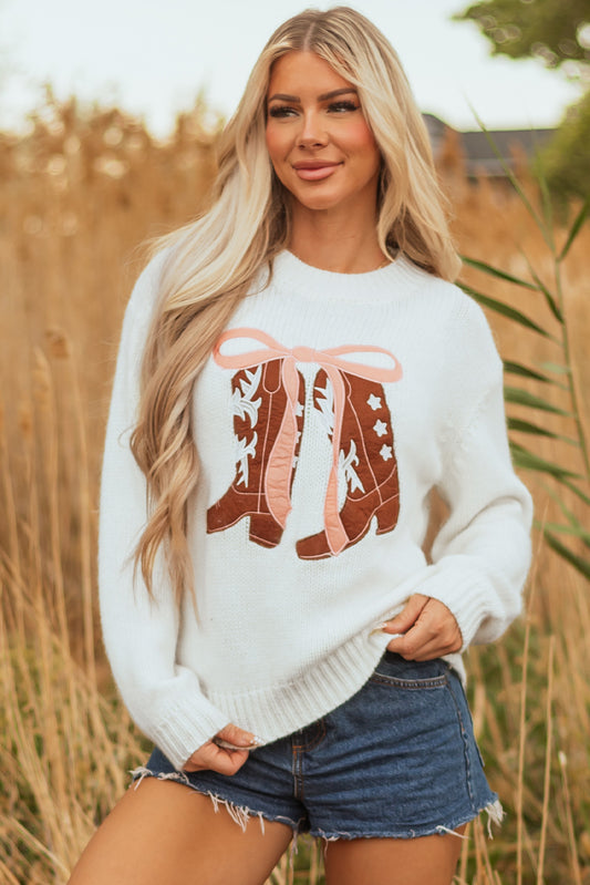 Lily Bow Boots Graphic Pullover Sweater